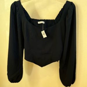 NWT Abercrombie & Fitch Black Crop Top With Long Sleeves Size Small